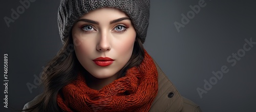 Stylish Woman Flaunting Winter Fashion Accessories in a Captivating Photoshoot