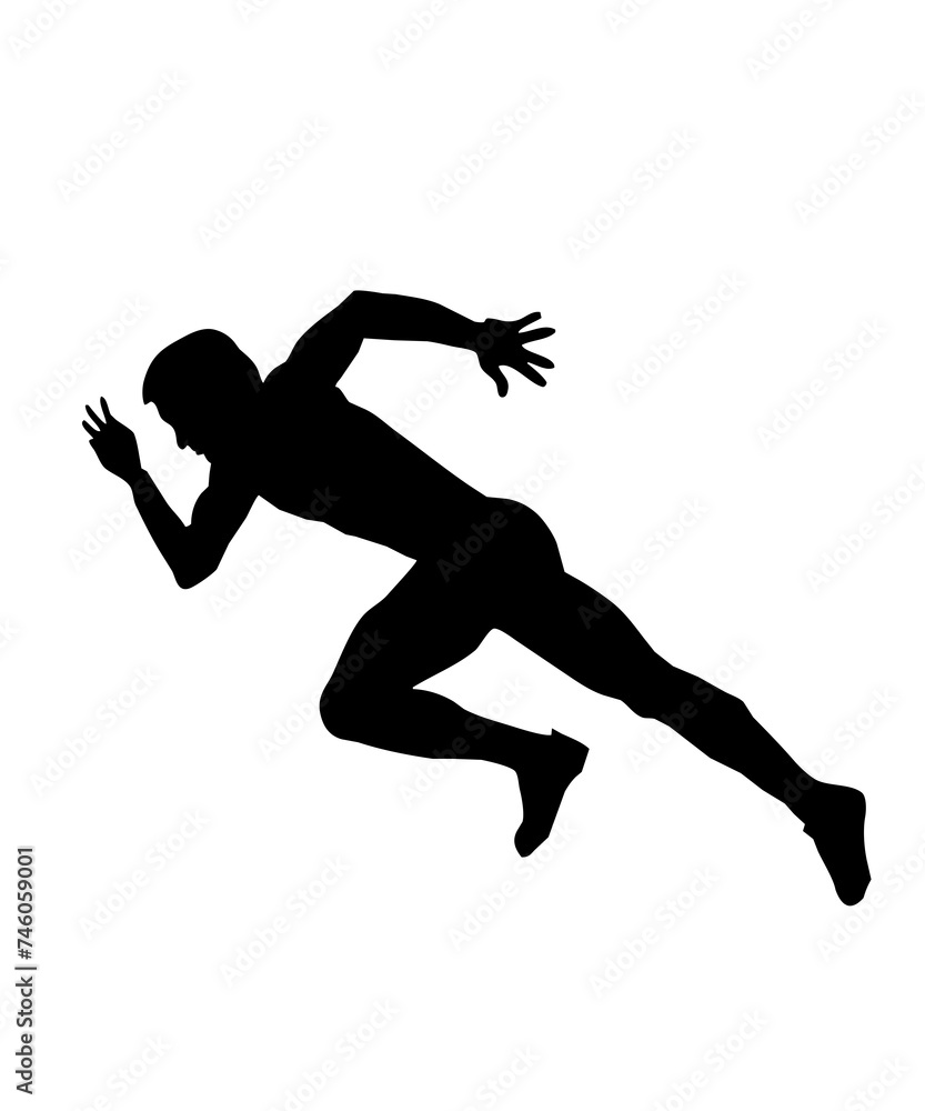 sprint running athlete silhouette illustrated icon isolated 