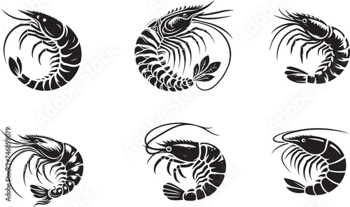 Shrimp silhouette vector illustration