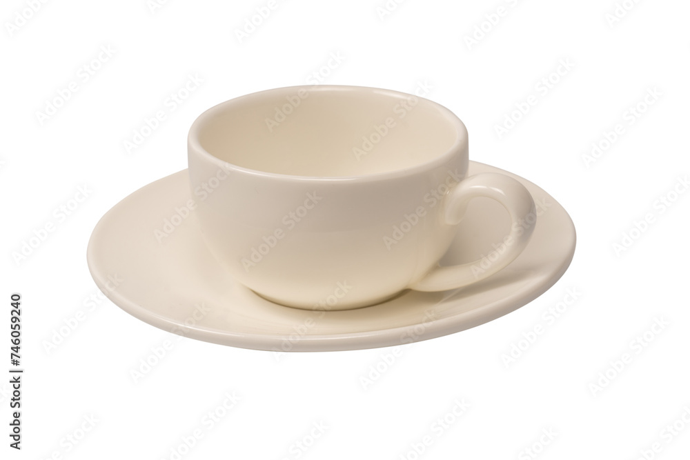 Ceramic white coffee cup and saucer isolated on white background. Ceramic white coffee cup and saucer isolated on white background.