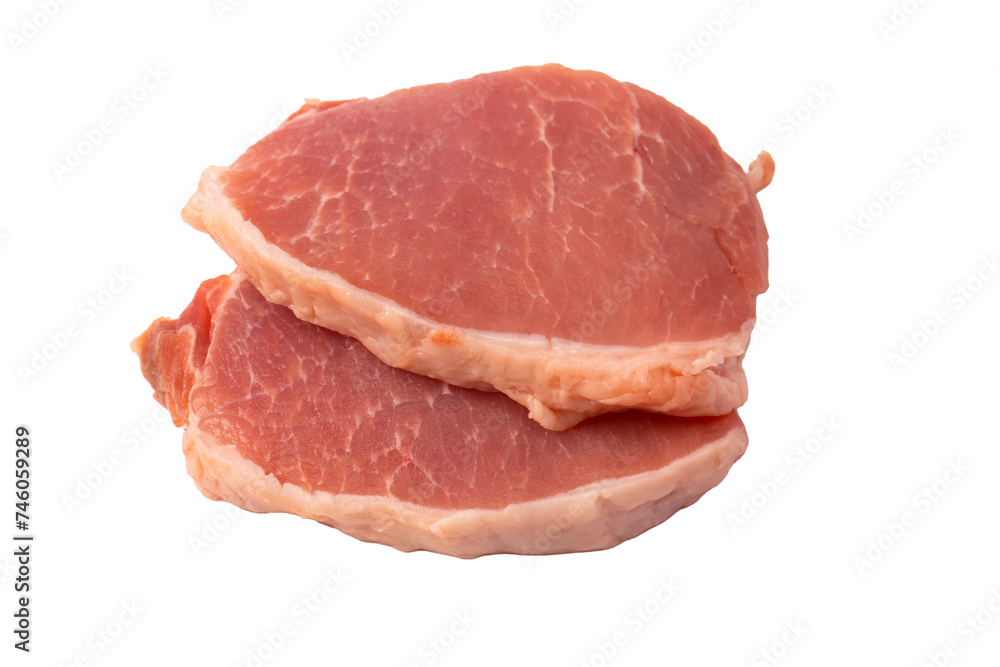 Raw pork pieces isolated on a white background. Raw pork pieces isolated on a white background.