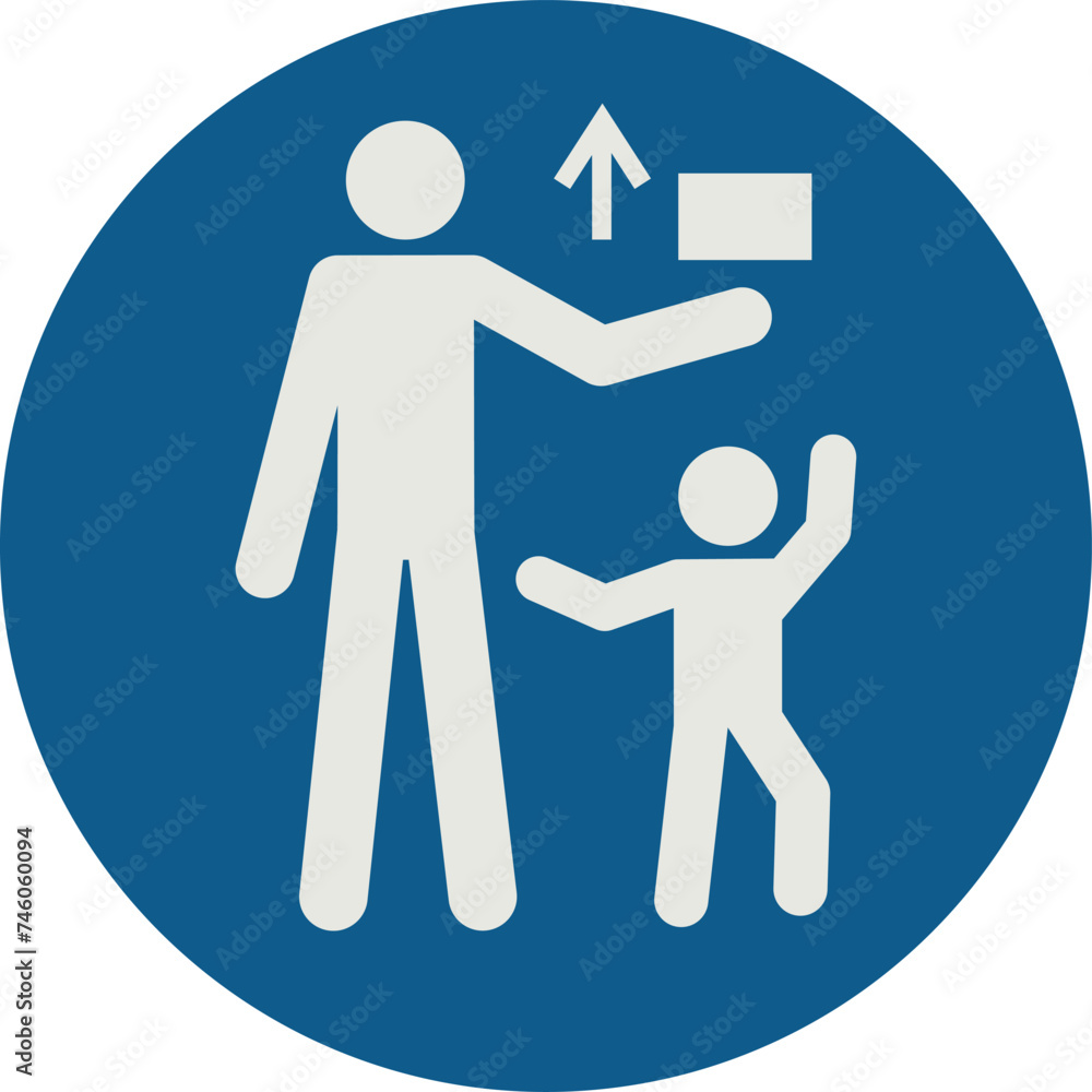OBLIGATION SIGN PICTOGRAM, KEEP OUT OF THE REACH OF CHILDREN ISO 7010 – M055, VECTOR OBLIGATION SIGN PICTOGRAM, KEEP OUT OF THE REACH OF CHILDREN ISO 7010 – M055, VECTOR