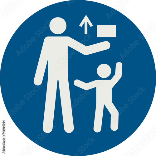 OBLIGATION SIGN PICTOGRAM, KEEP OUT OF THE REACH OF CHILDREN ISO 7010 – M055, SVG