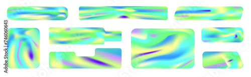 Set of gradients stickers. Shapes in y2k style. 