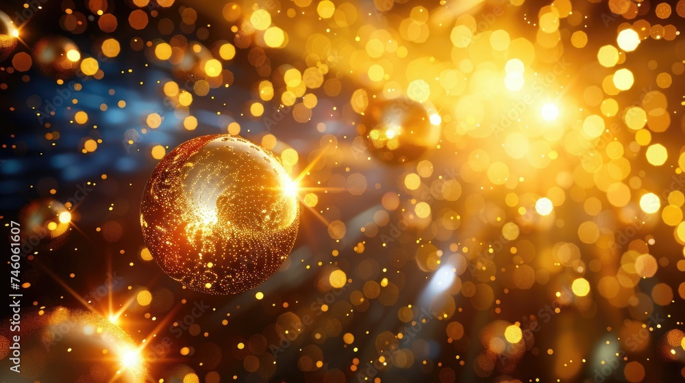 Sparkling sphere surrounded by a festive bokeh effect. Sparkling sphere surrounded by a festive bokeh effect.