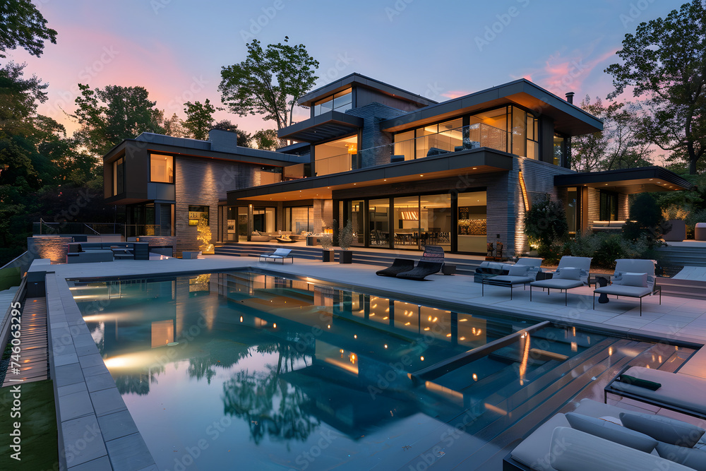 Fototapeta premium exterior of a modern villa. Generative AI