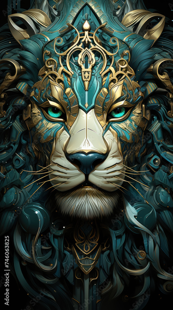 Fairytale portrait of the head of a lion. Fairytale portrait of the head of a lion.