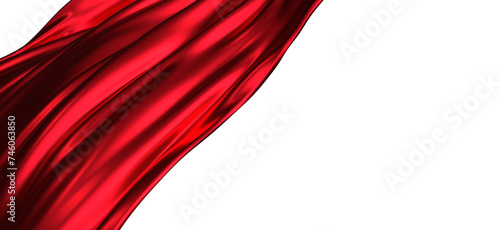 red wave silk satin fabric on white background for grand opening ceremony other occasion