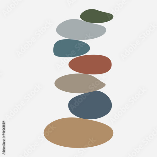 Abstract vector illustration. Stone balancing concept. Minimalist shapes. Linear curved pattern. Design for cover  poster  brochure  gift card.
