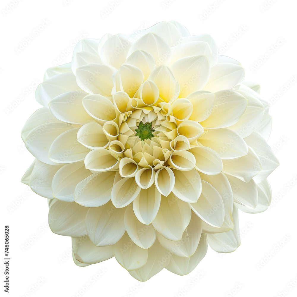 Top view of Dahlia flower on a transparent background, perfect for representing the theme of Valentine's Day.