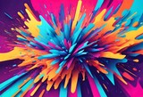 Energetic color explosion abstract background, utilizing bold contrasting colors and dynamic shapes to evoke a sense of vitality