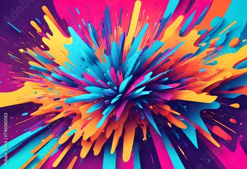 Energetic color explosion abstract background, utilizing bold contrasting colors and dynamic shapes to evoke a sense of vitality