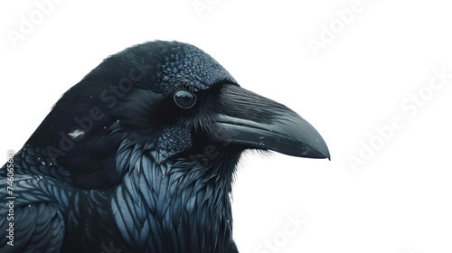 Carrion Crow with inquisitive look, Corvus corone, isolated on transparent