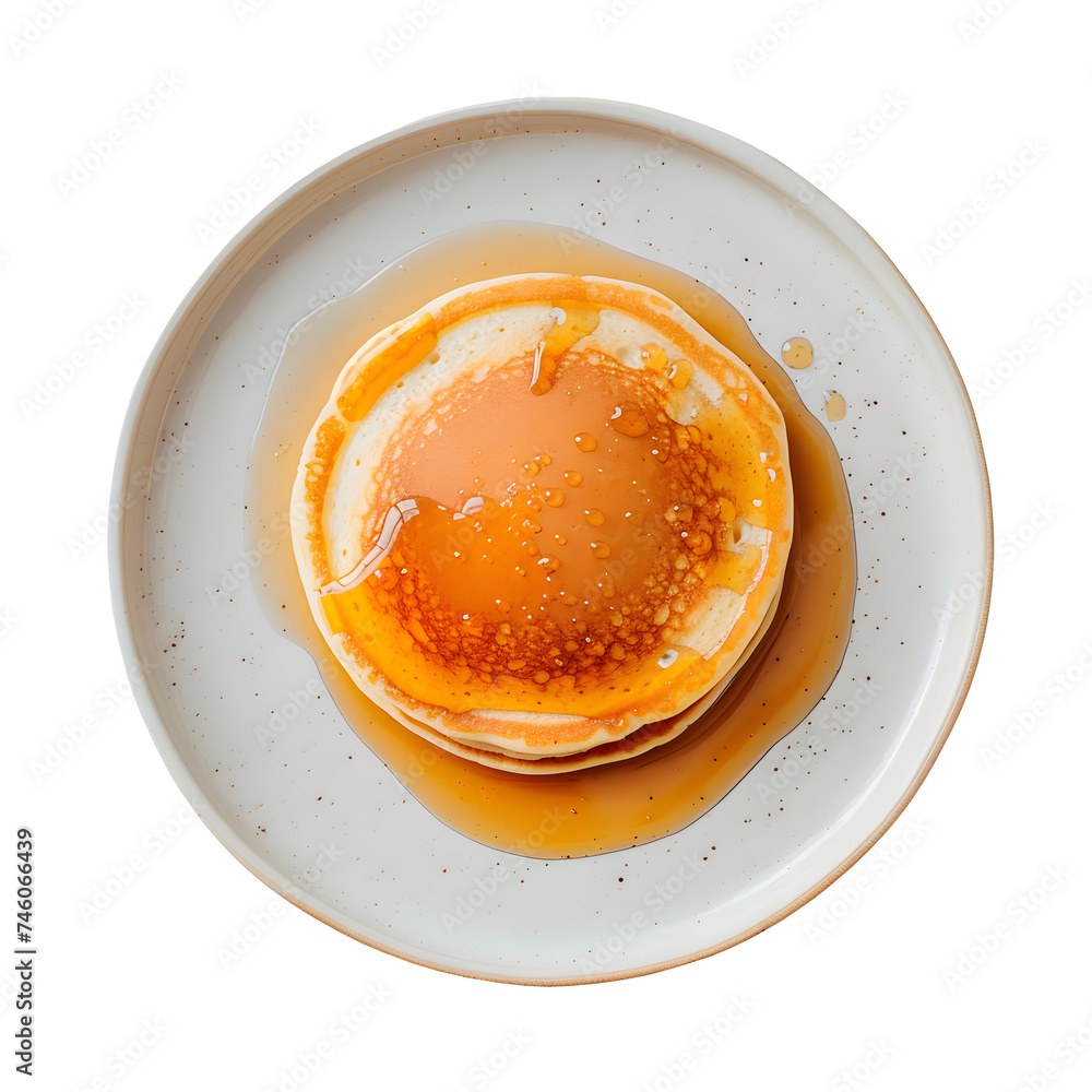 Pancakes with syrup and butter on top. Pancakes stack on plate, isolated on Transparent Background. Ai generated PNG Pancakes with syrup and butter on top. Pancakes stack on plate, isolated on Transparent Background. Ai generated PNG