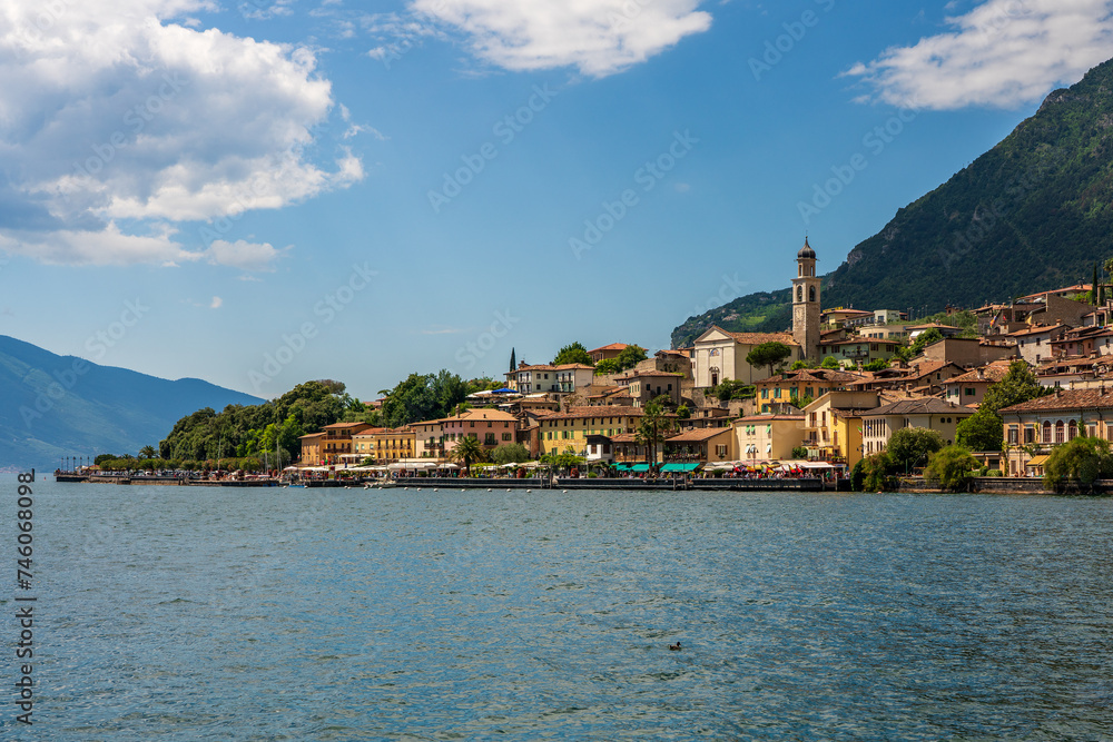 View of the old town of Limone sul Garda on Lake Garda in Italy.