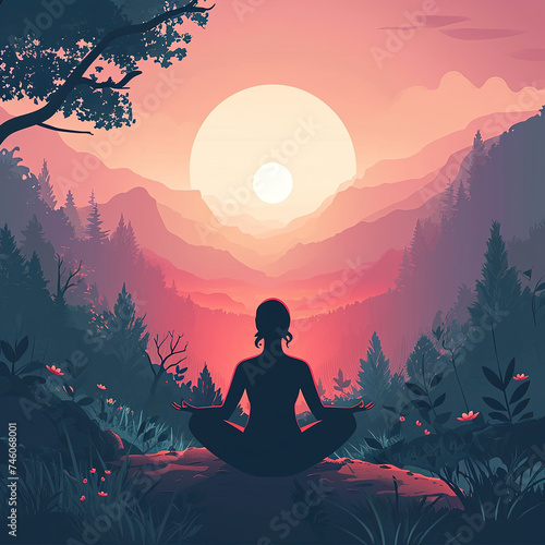 Illustration supporting awareness of health meditation photo