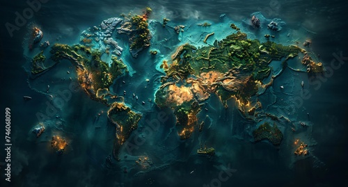 3D world map illustration photo