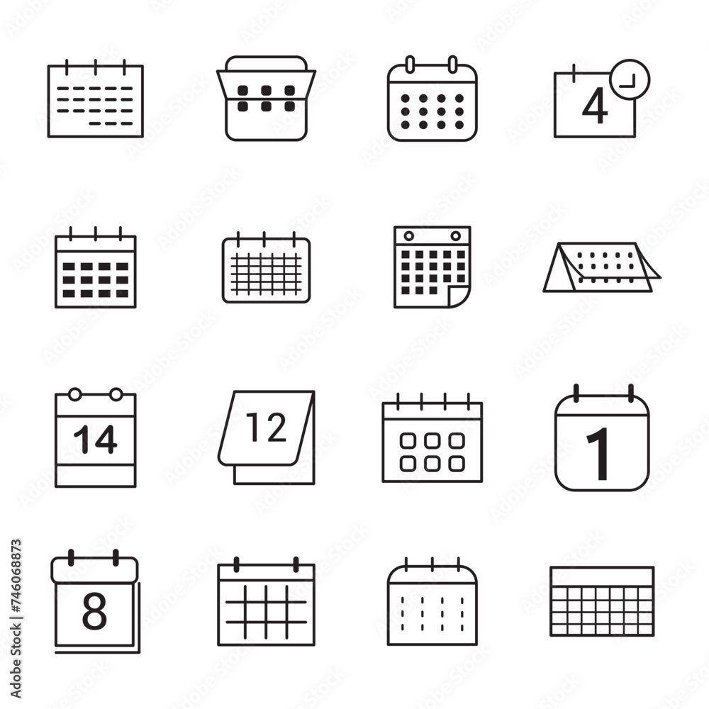 calendar set. Calendar Icon collection. Set of calendar symbols ...