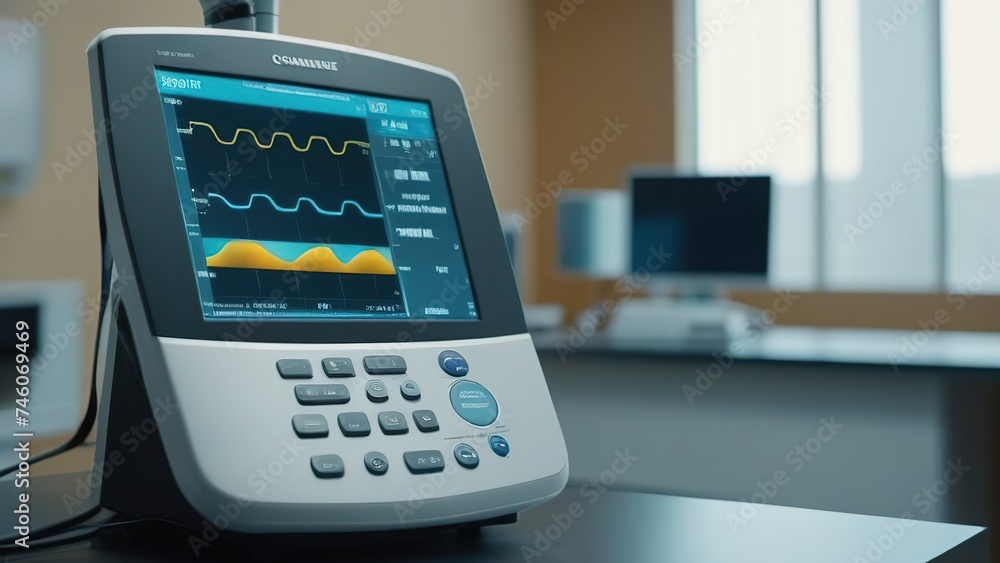 Medical ultrasound machine in the clinic office.Ultrasound examination is used to diagnose the patient's diseases in the hospital.Pregnancy test in the Department of Obstetrics and Medical ultrasound machine in the clinic office.Ultrasound examination is used to diagnose the patient's diseases in the hospital.Pregnancy test in the Department of Obstetrics and