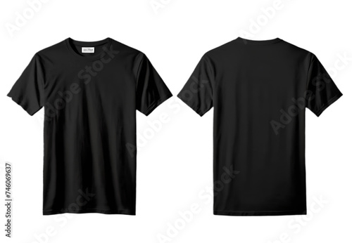 Plain black t-shirt front and back for PNG mockup