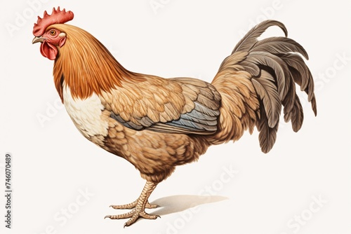 a rooster standing on a white background