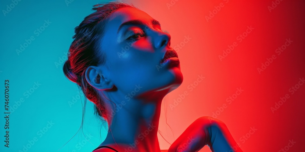 woman portrait neon-lit Fashion Generative AI