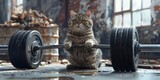 Cat with a barbell Generative AI