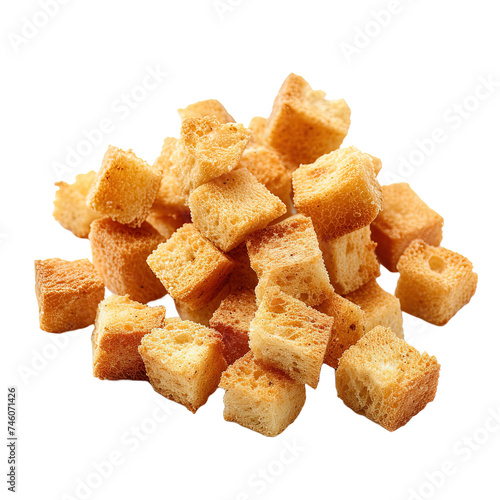 Croutons isolated on white or transparent background