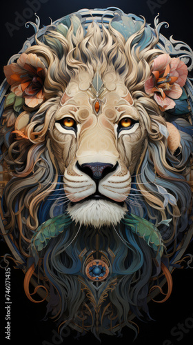 Lion head in fairy tale style.