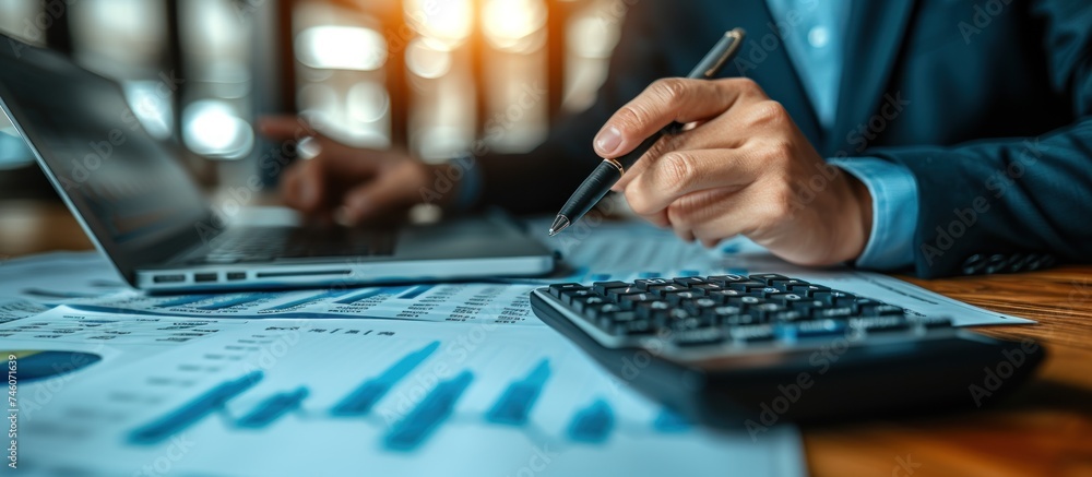 Business people doing business in finance and calculating Business people doing business in finance and calculating