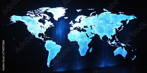 White World map silhouette in a blue light background