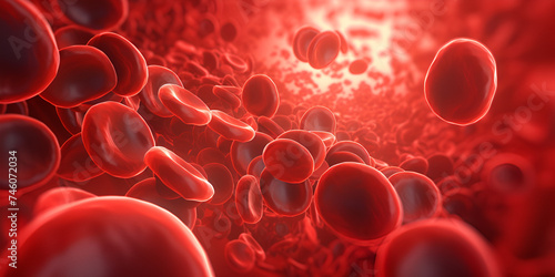 red blood cells flowing through vein,Blood clot made of red blood cells, platelets and fibrin protein strands 