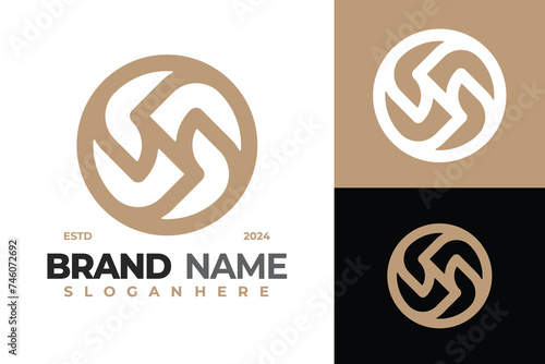 Letter N Circle Logo design vector symbol icon illustration