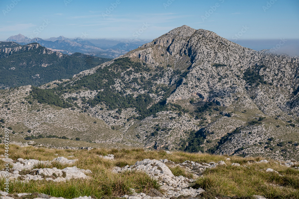 hikers, puig Galatzo, Estellencs, Mallorca, Balearic Islands, Spain hikers, puig Galatzo, Estellencs, Mallorca, Balearic Islands, Spain