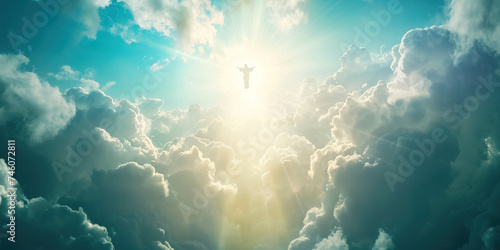 Jesus Christ In The Clouds Of Heaven sky background