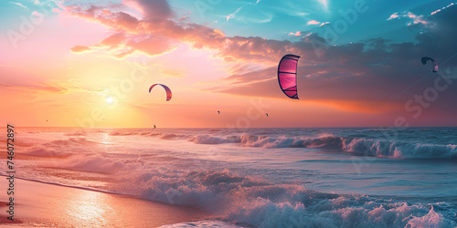 Kitesurfing Stunning Sunset