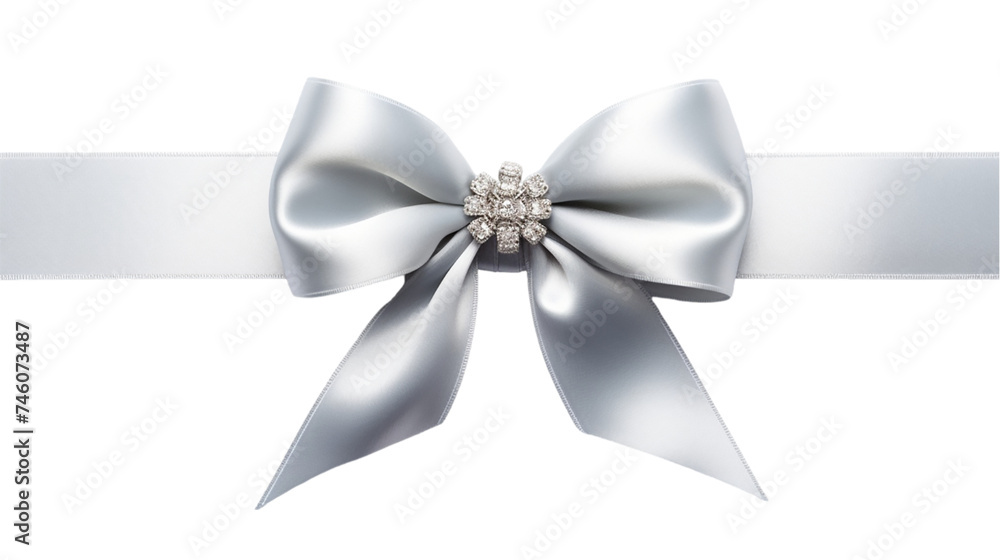 Silver ribbon bow isolated on transparent background. Silver ribbon bow isolated on transparent background.