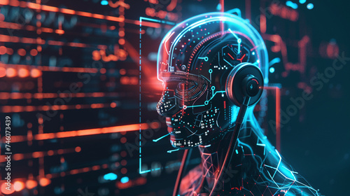 artificial intelligence and machine learning. ai and learning concept. 3 d illustration