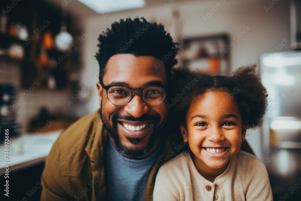 Portrait of a father and daughter at home Portrait of a father and daughter at home