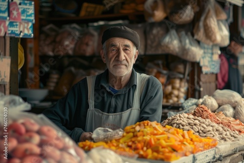 Portrait of a senior male vendor at his stall