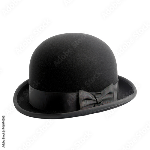  Black bowler hat isolated on white or transparent background