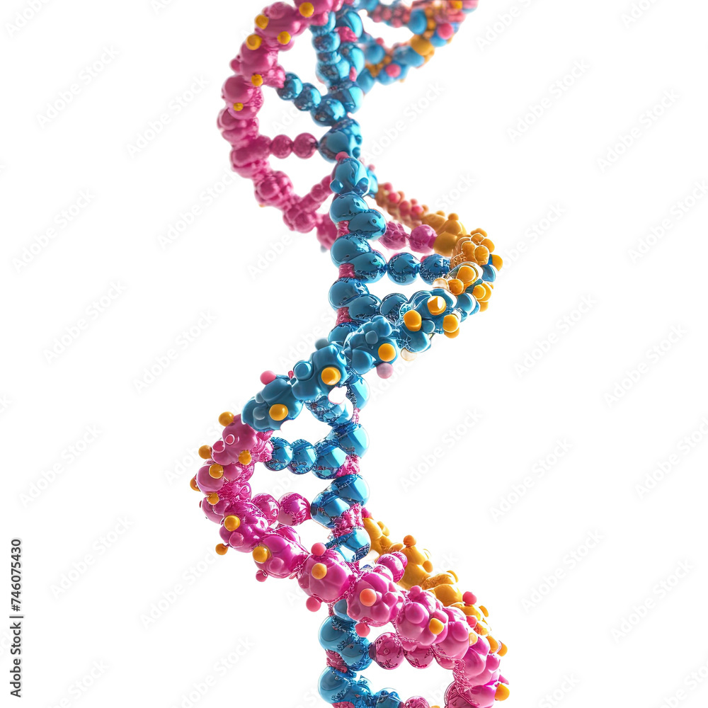 DNA strand isolated on white or transparent background