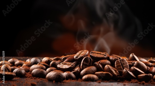 Brown Steam Roasted Coffee Beans Closeup On Table