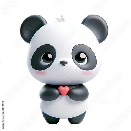 3D CUTE PANDA. Isolated on white background. 