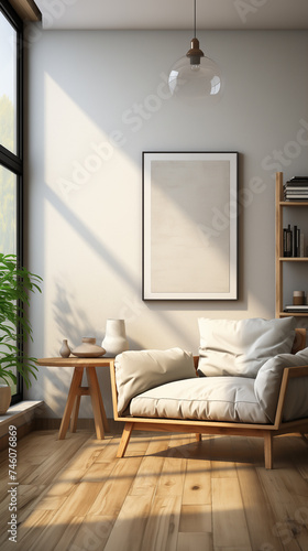 mockup painting in the interior  vertical image