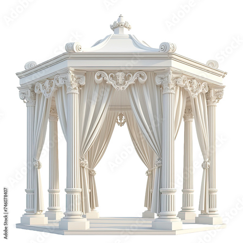 White canopy gazebo with pillar