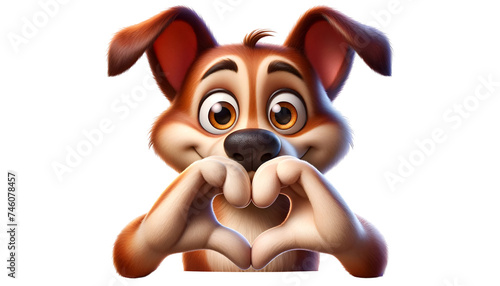 Illustration of funny dog with heart shaped paws