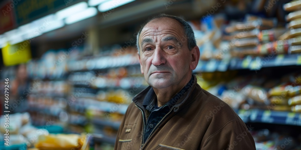 Fototapeta premium supermarket workers portrait Generative AI