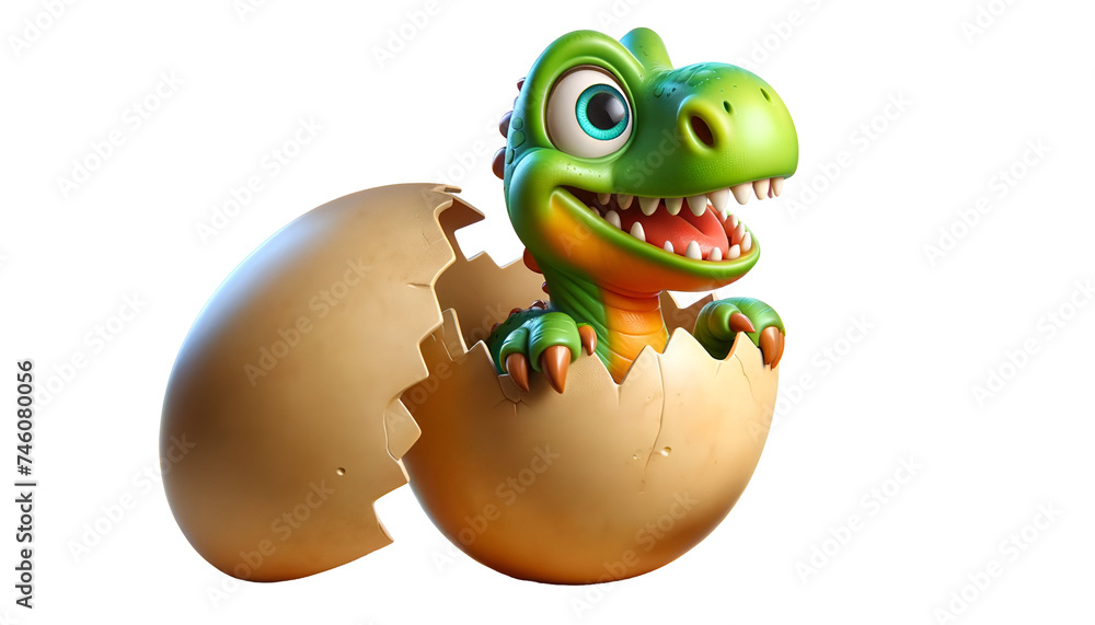 Illustration of a fanny dinosaur sitting in an egg