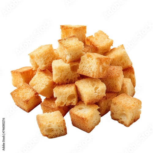 Croutons on white or transparent background